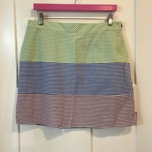 Brooks Brothers, seersucker skirt, green, blue, purple, and white, size 10